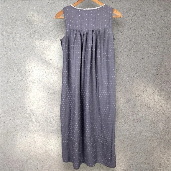 Eileen West Gown Nightgown Womens Sz S Gray Long Swiss Dot Lace Cottagecore Midi - Picture 4 of 6